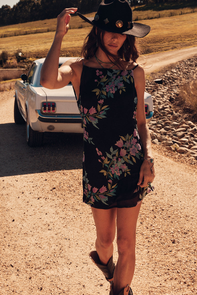 Night Bird Silk Beaded Mini Slip Dress