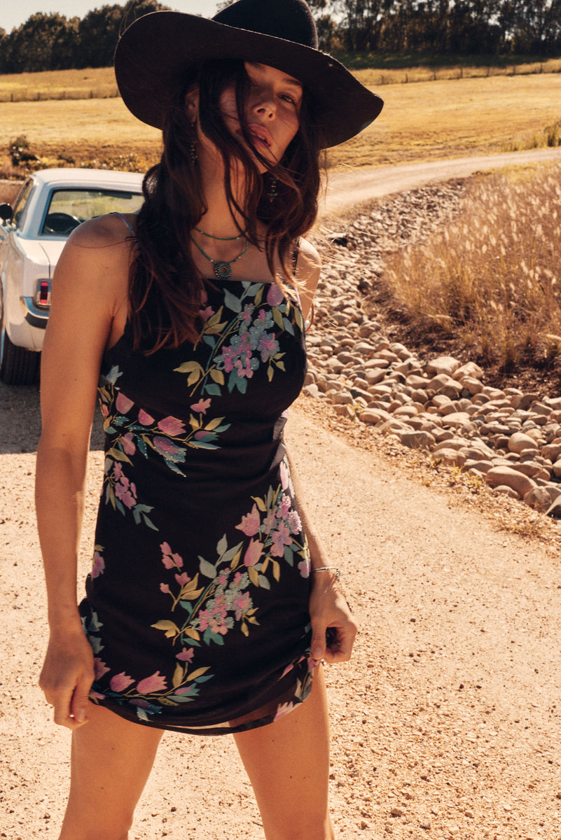Night Bird Silk Beaded Mini Slip Dress