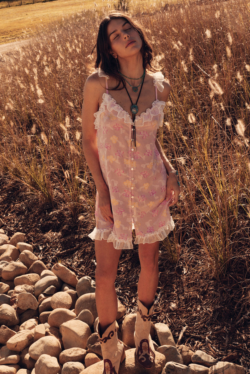 Morning Glory Silk Mini Dress - Blossom