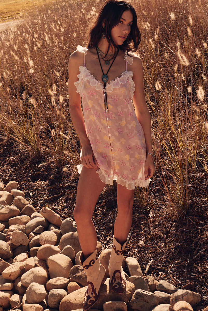 Morning Glory Silk Mini Dress - Blossom