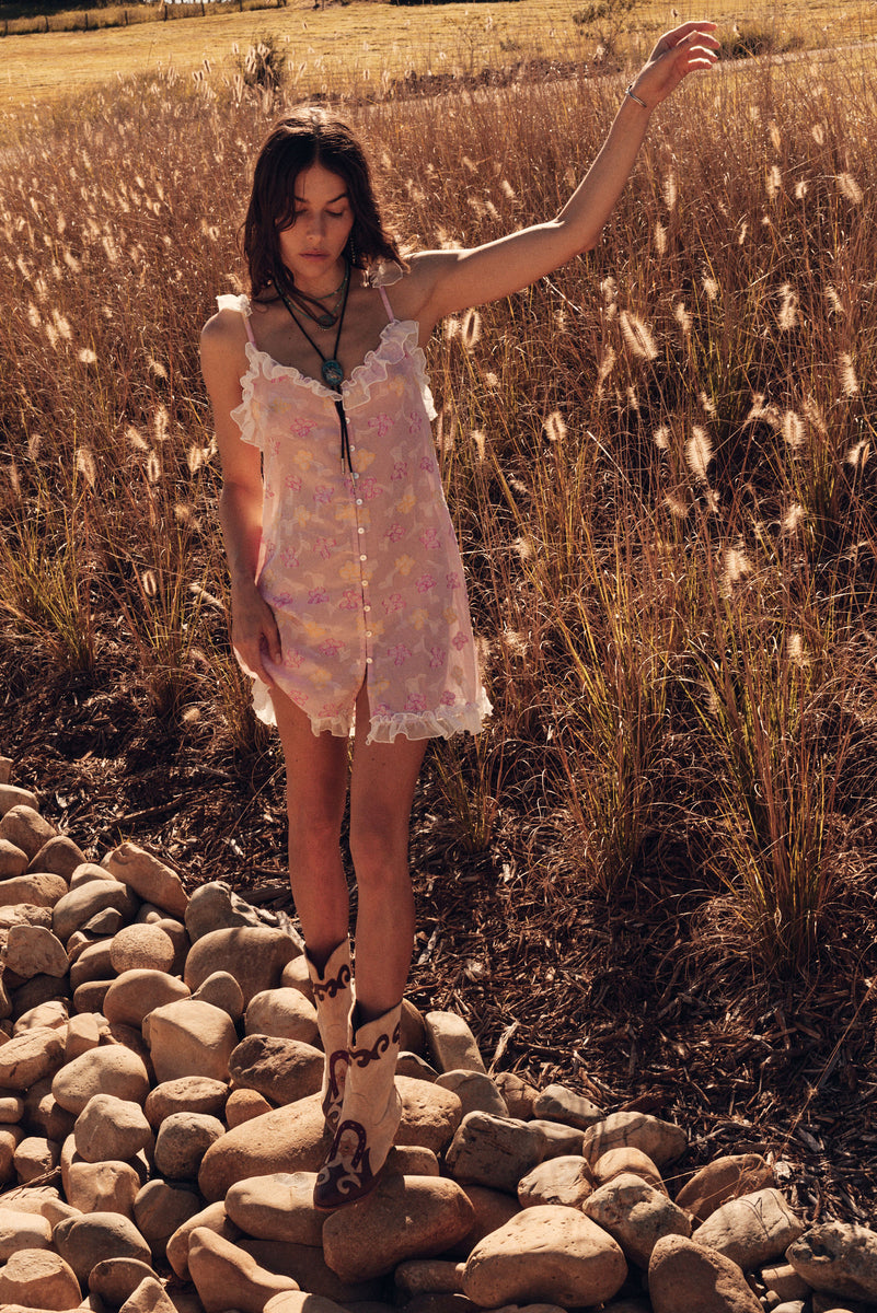 Morning Glory Silk Mini Dress - Blossom