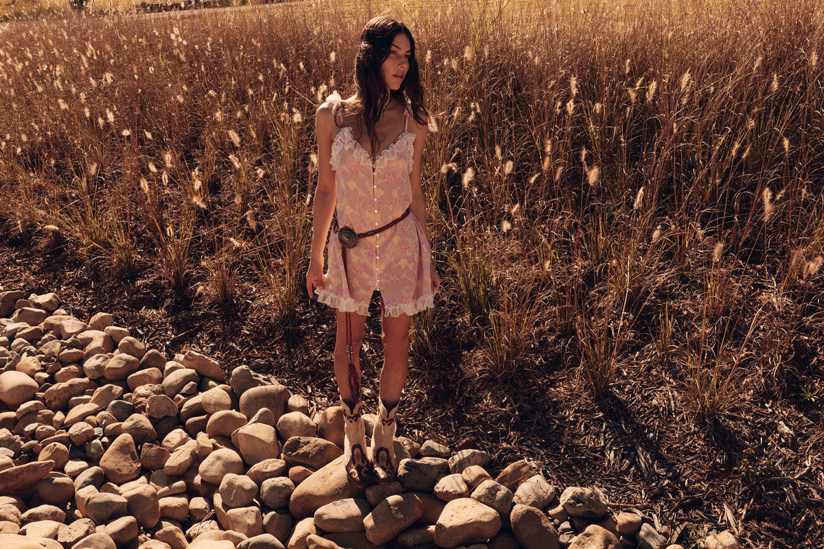 Morning Glory Silk Mini Dress - Blossom