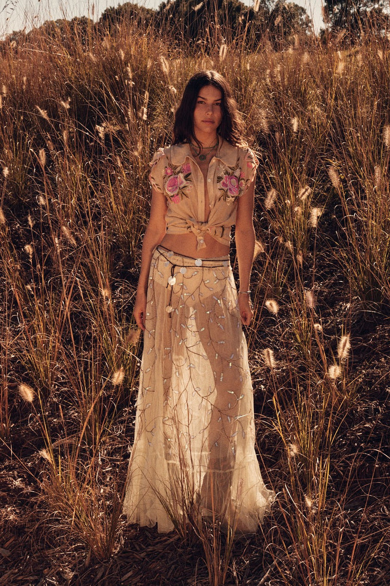 Amelia Cotton Embroidered Sleeveless Blouse