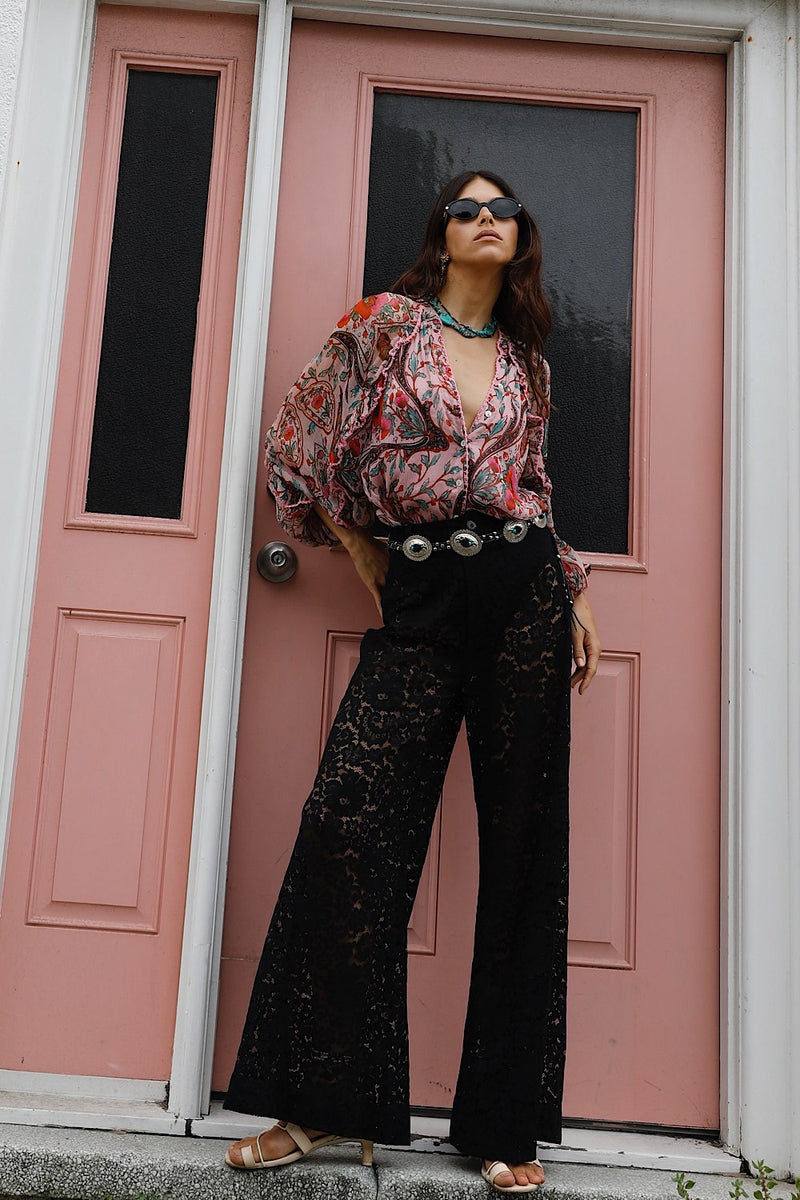 Back in Black Lace Flare Pants