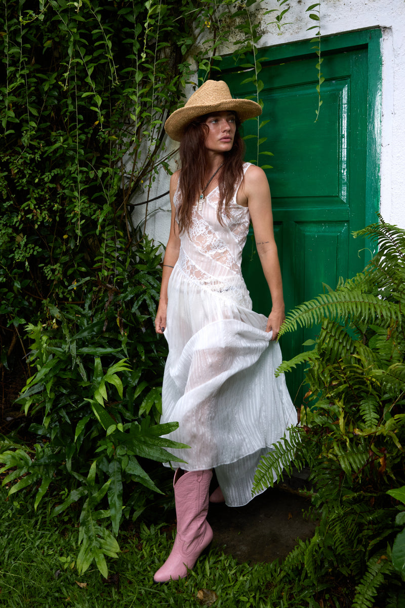 Take My Breath Away Silk Dress - White