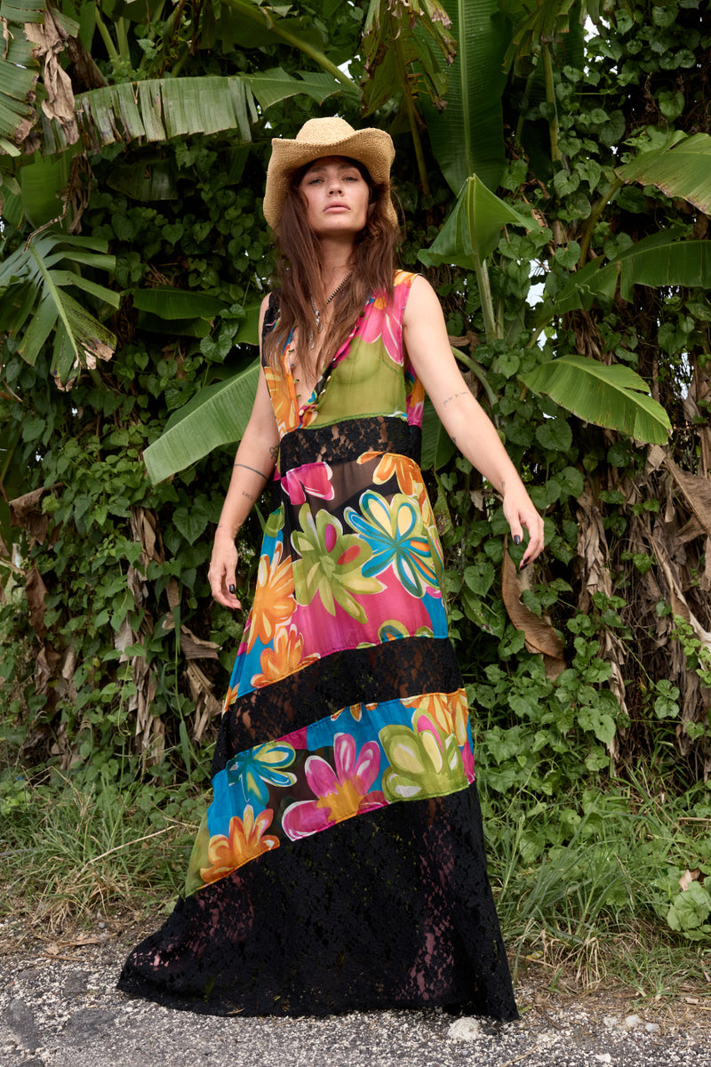 Sunshine of Your Love Silk + Lace Dress