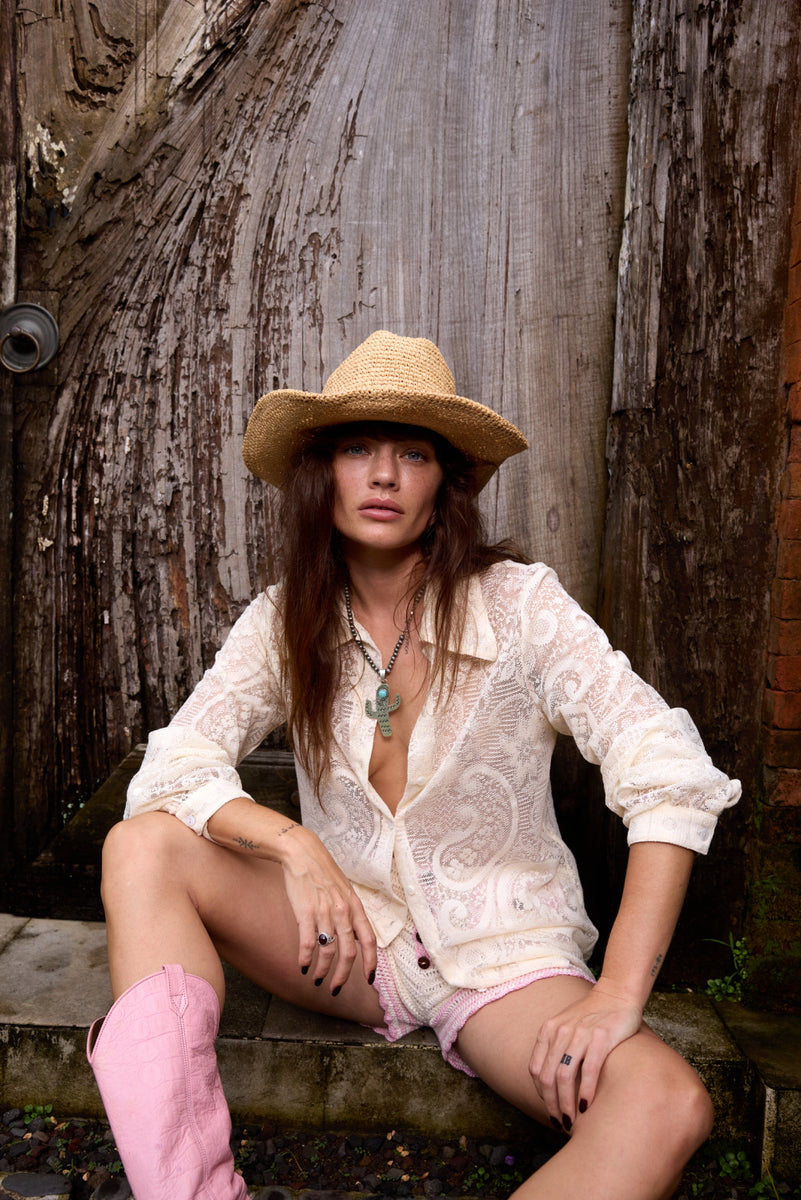 Sweet Virginia Paisley Lace Long Sleeve Shirt