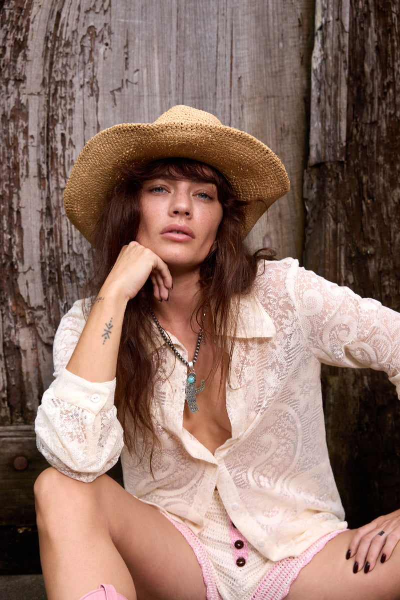 Sweet Virginia Paisley Lace Long Sleeve Shirt