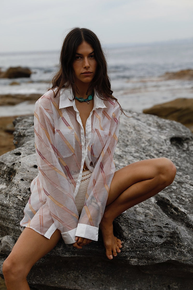 Pink Skies Silk Organza + Silk Satin Shirt