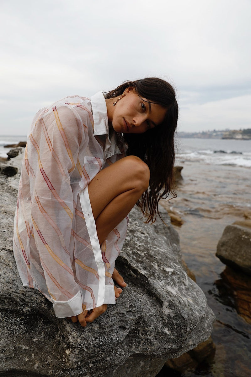 Pink Skies Silk Organza + Silk Satin Shirt