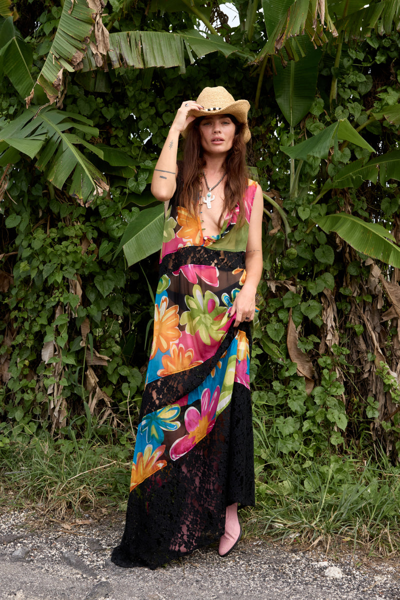 Sunshine of Your Love Silk + Lace Dress