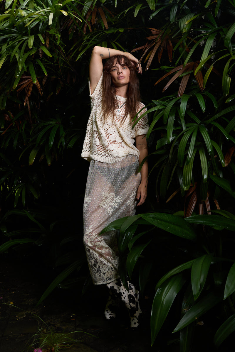 Silver Springs Lace Midi Skirt