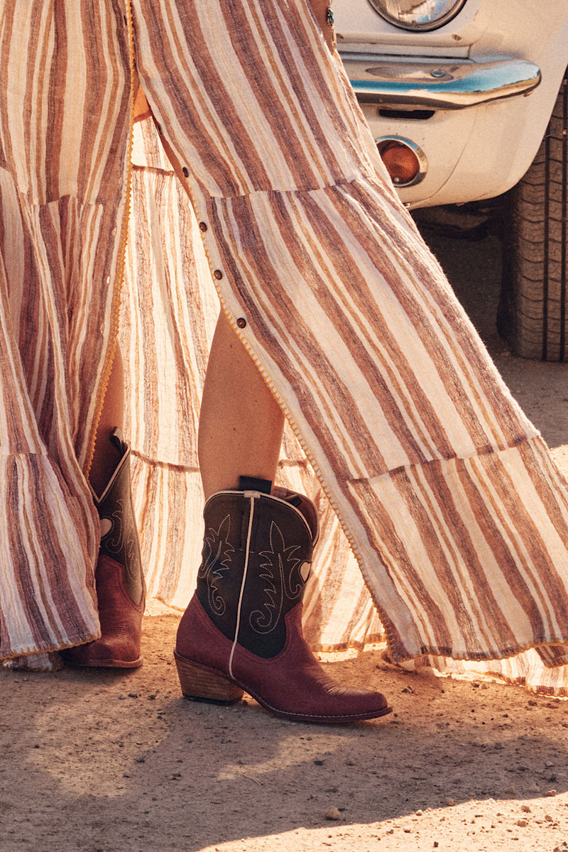 Spanish Moon Maxi Dress - walnut stripe