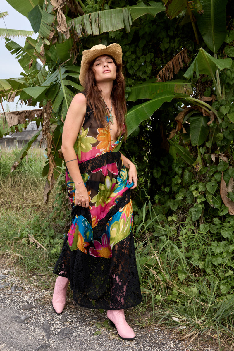 Sunshine of Your Love Silk + Lace Dress