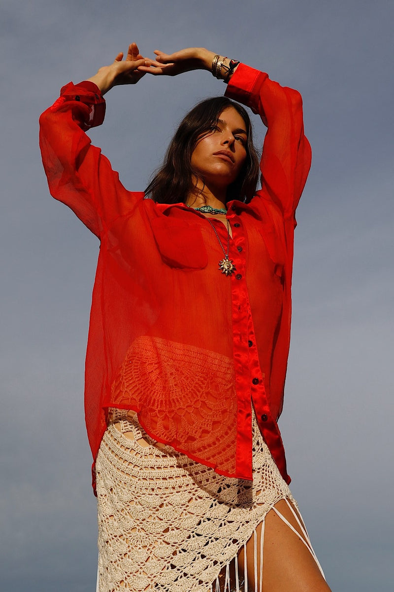 Happy Instead Silk Crinkle + Silk Satin Shirt