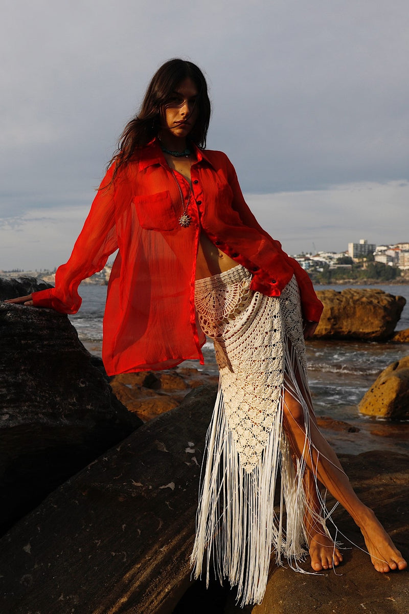 Happy Instead Silk Crinkle + Silk Satin Shirt