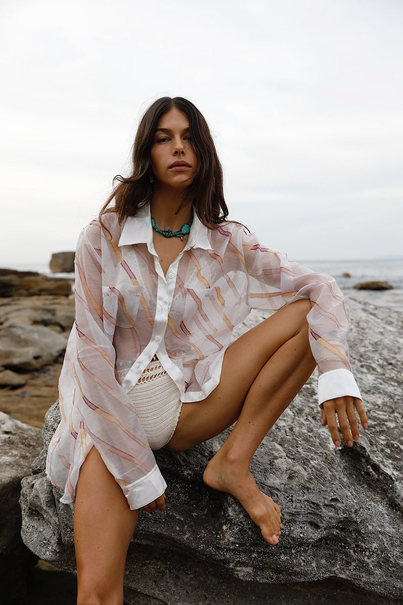 Pink Skies Silk Organza + Silk Satin Shirt