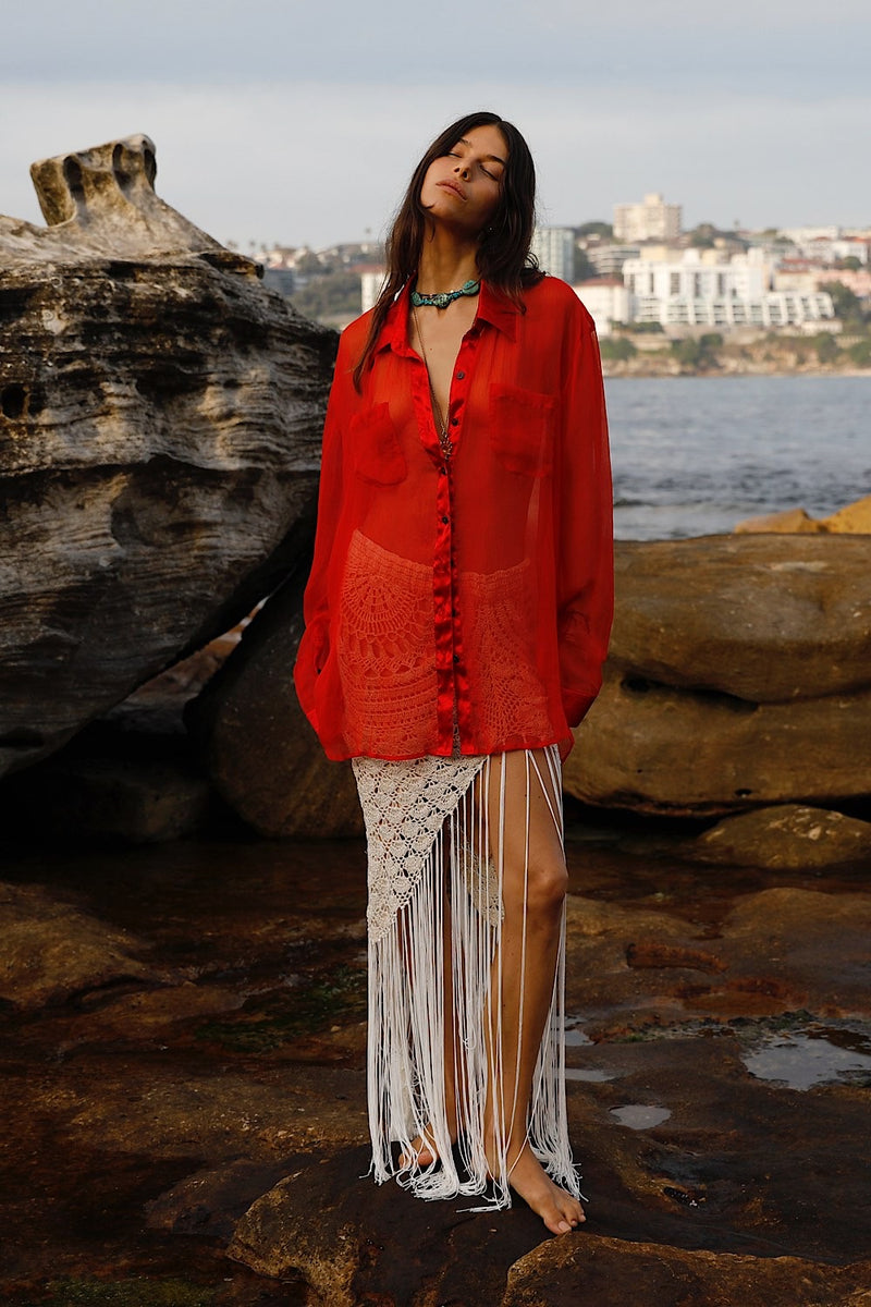 Happy Instead Silk Crinkle + Silk Satin Shirt