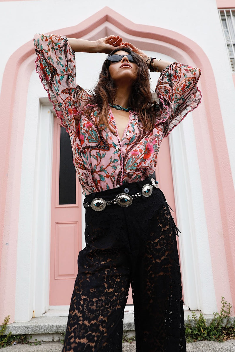 Back in Black Lace Flare Pants