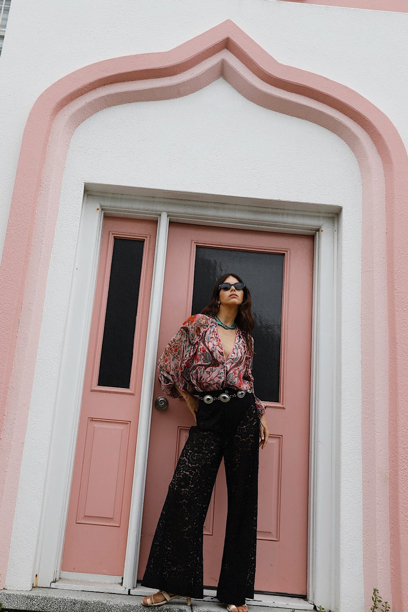 Back in Black Lace Flare Pants