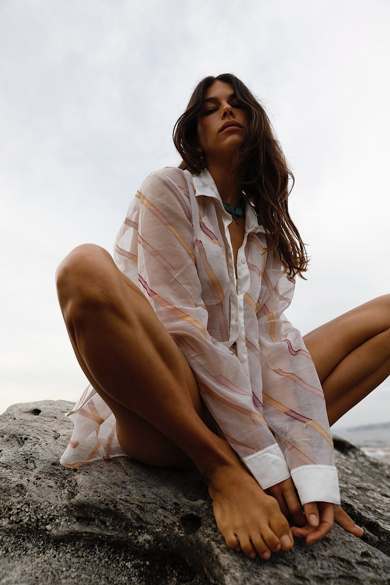 Pink Skies Silk Organza + Silk Satin Shirt