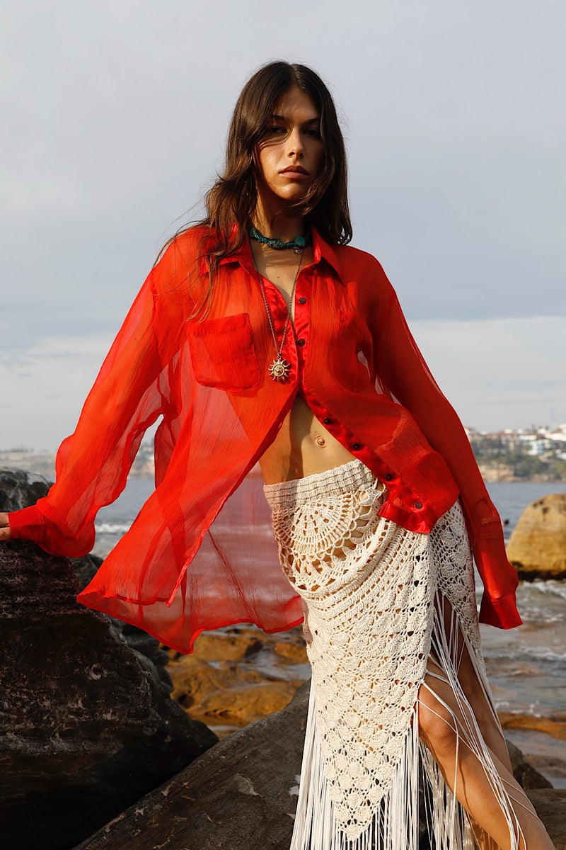 Happy Instead Silk Crinkle + Silk Satin Shirt