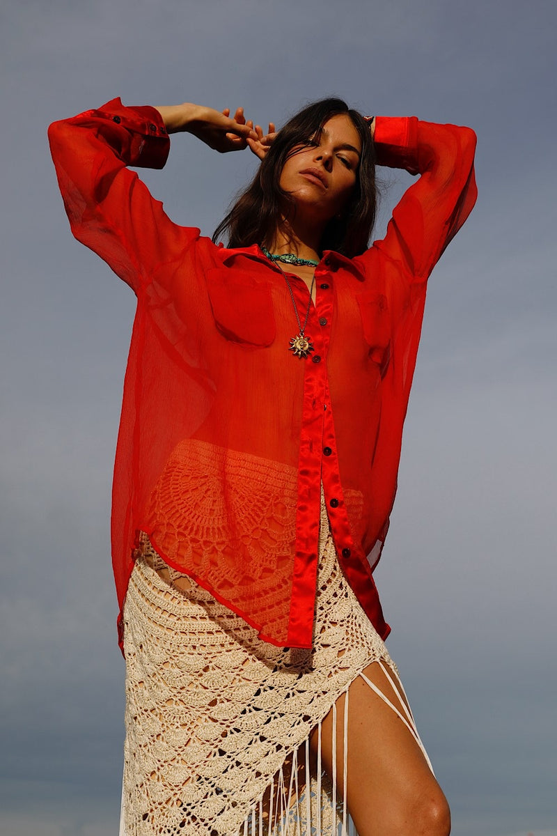 Happy Instead Silk Crinkle + Silk Satin Shirt