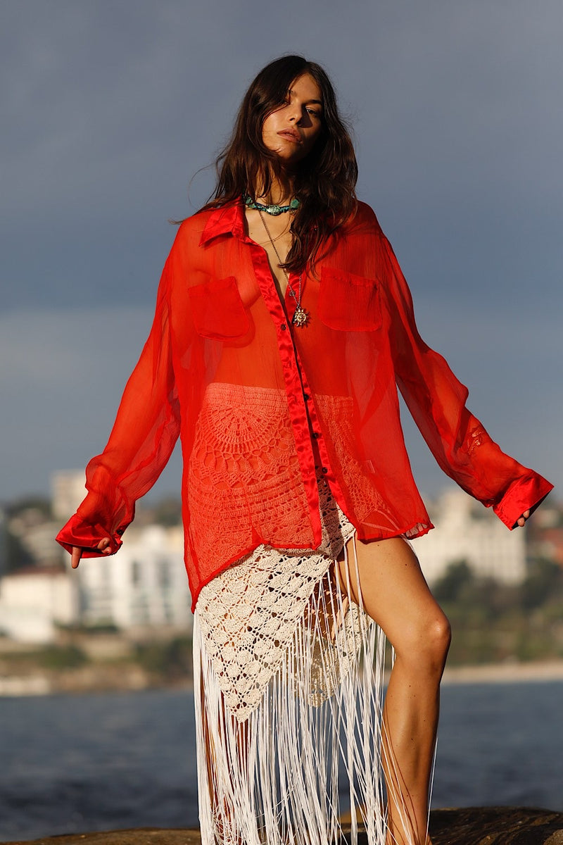 Happy Instead Silk Crinkle + Silk Satin Shirt