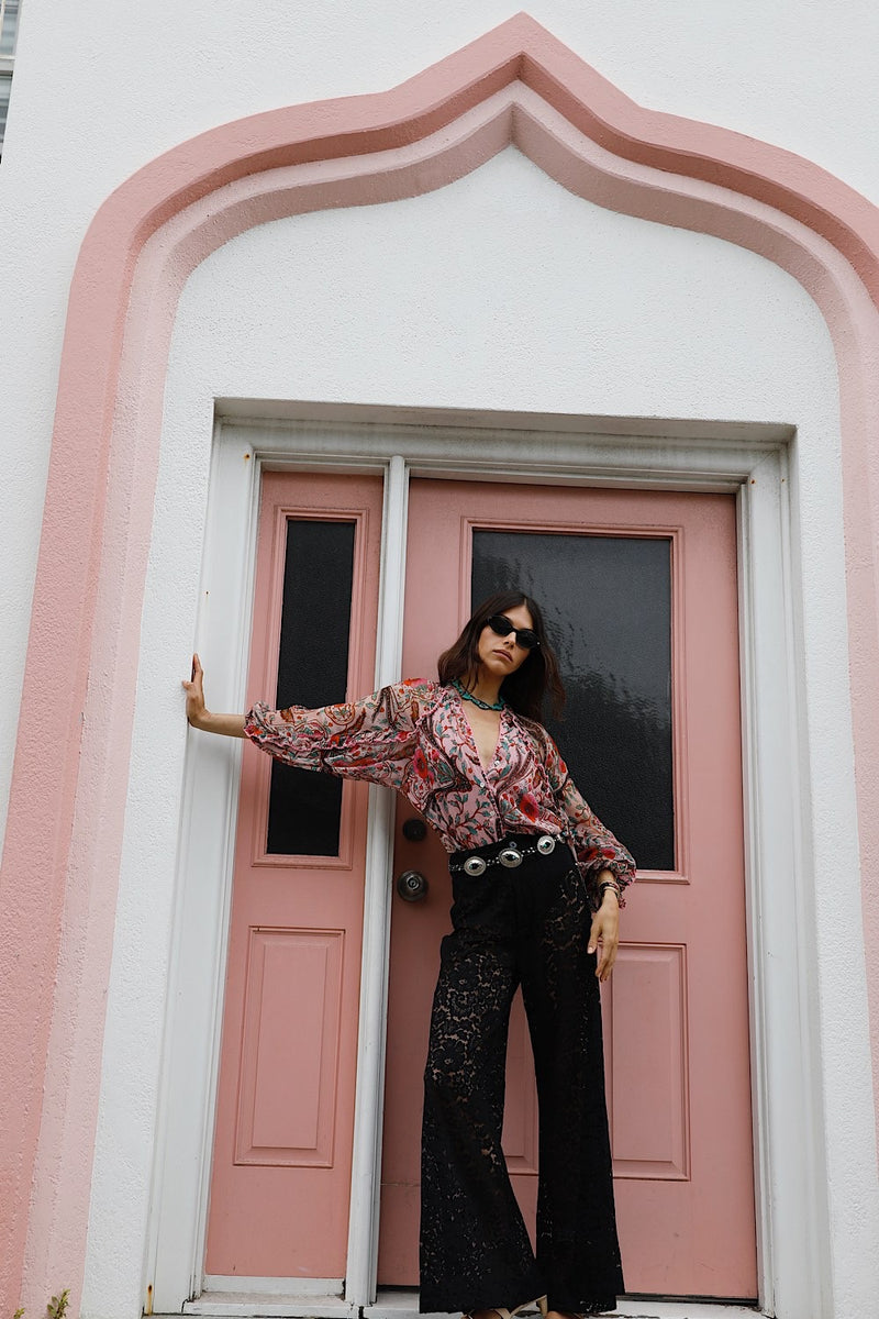 A New Day For Love Silk Blouse - Pink Gypsy Paisley