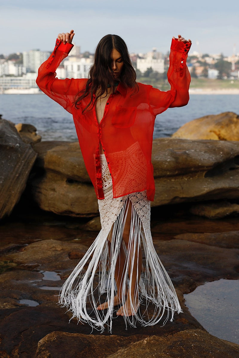 Happy Instead Silk Crinkle + Silk Satin Shirt