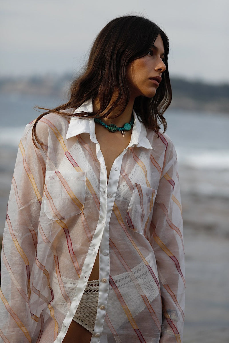 Pink Skies Silk Organza + Silk Satin Shirt