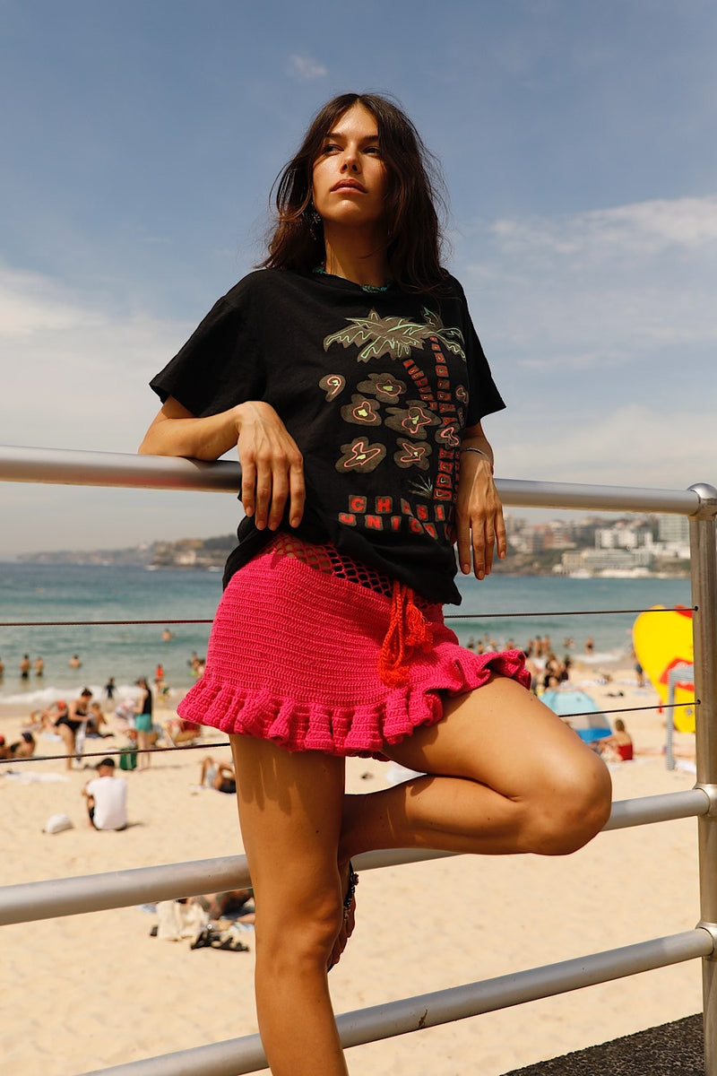 Satisfy My Soul Crochet Skirt - Cherry