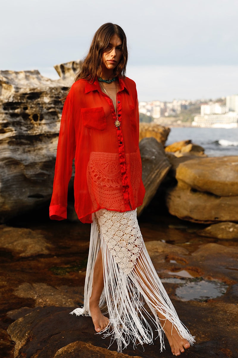 Happy Instead Silk Crinkle + Silk Satin Shirt