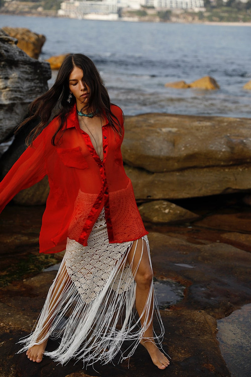 Happy Instead Silk Crinkle + Silk Satin Shirt