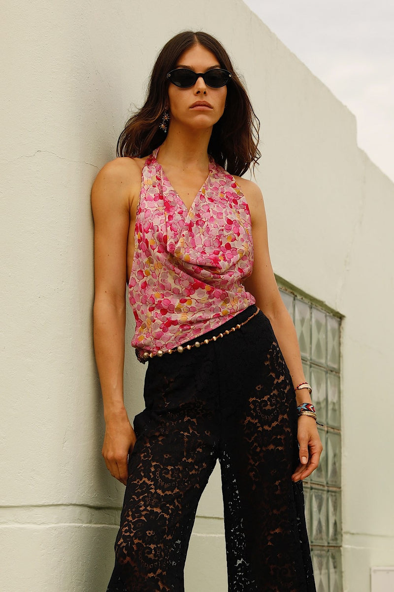 Cherry Blossom Girl Silk Halter Top