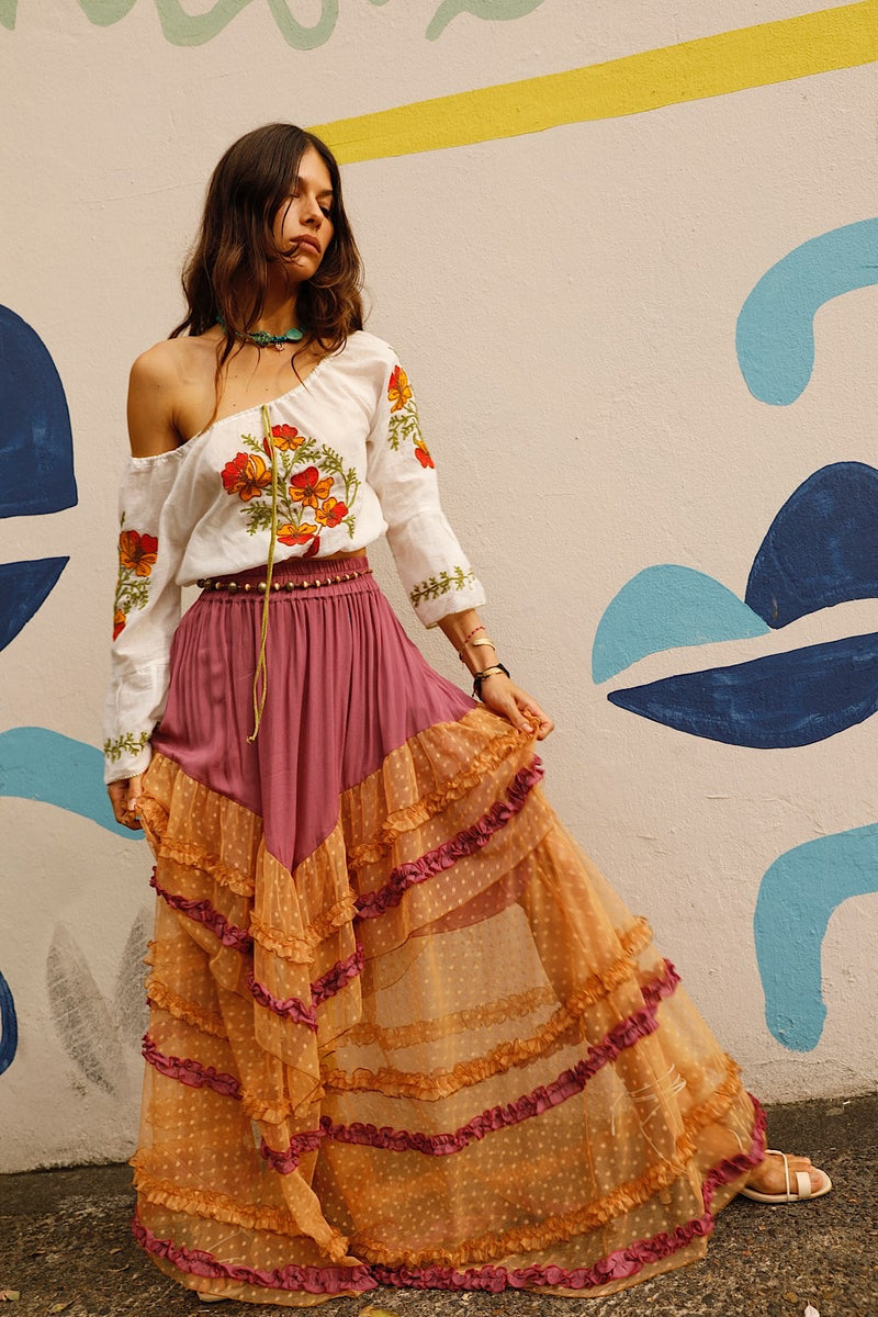 River Cotton Embroidered Folk Blouse