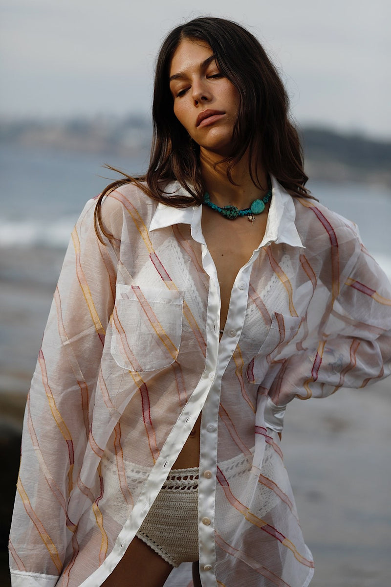 Pink Skies Silk Organza + Silk Satin Shirt