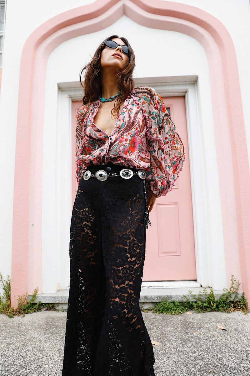 Back in Black Lace Flare Pants