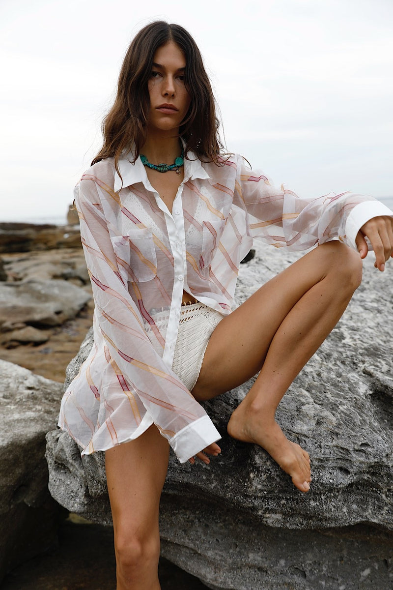 Pink Skies Silk Organza + Silk Satin Shirt