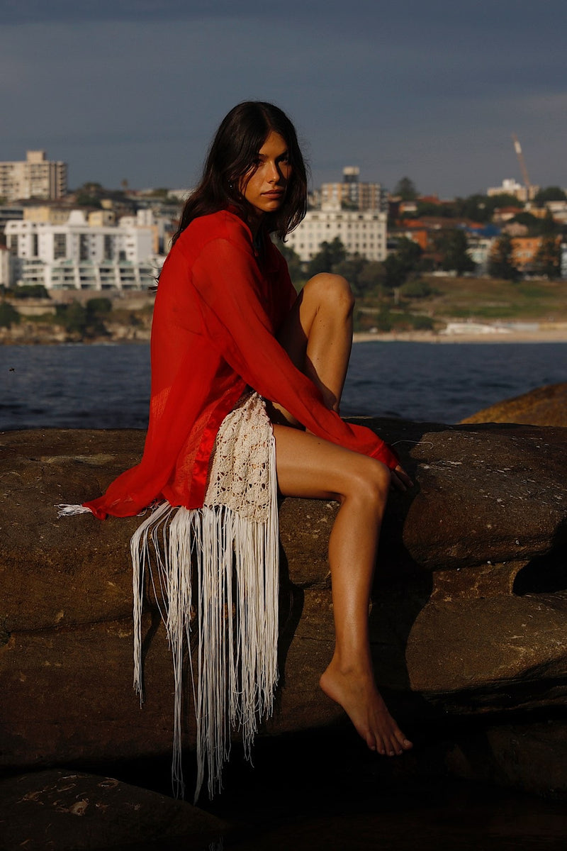 Happy Instead Silk Crinkle + Silk Satin Shirt