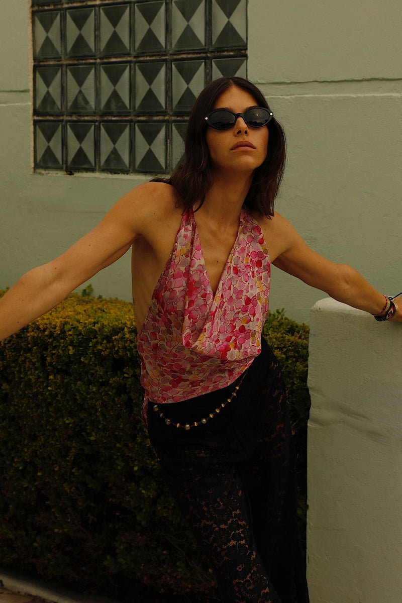Cherry Blossom Girl Silk Halter Top