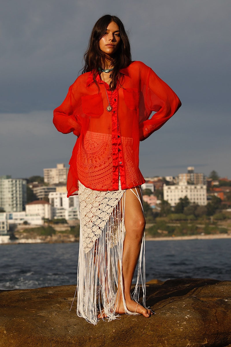 Happy Instead Silk Crinkle + Silk Satin Shirt