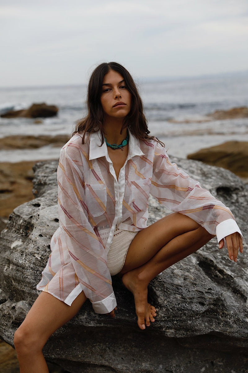 Pink Skies Silk Organza + Silk Satin Shirt