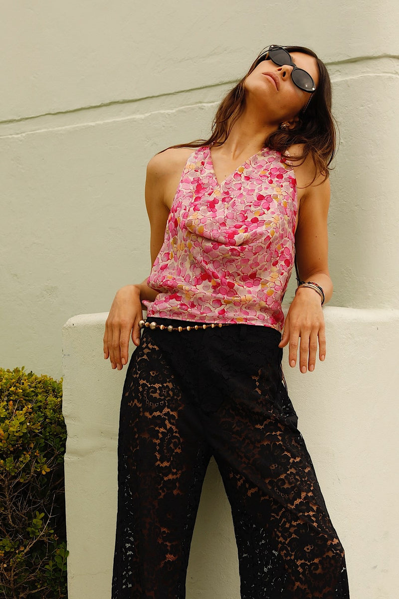 Cherry Blossom Girl Silk Halter Top