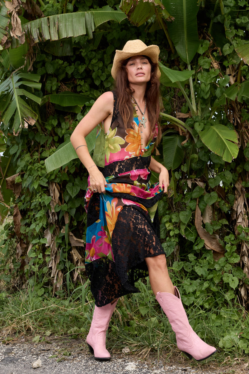 Sunshine of Your Love Silk + Lace Dress