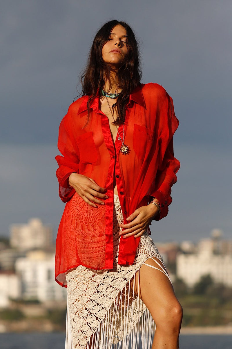 Happy Instead Silk Crinkle + Silk Satin Shirt