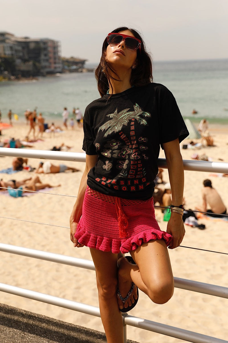 Satisfy My Soul Crochet Skirt - Cherry