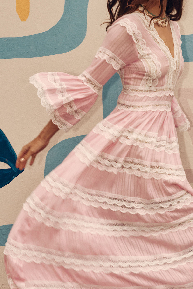 Love Hangover Cotton + Lace Maxi Dress - Pink