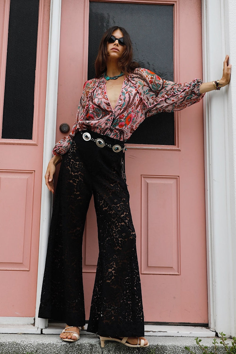 A New Day For Love Silk Blouse - Pink Gypsy Paisley