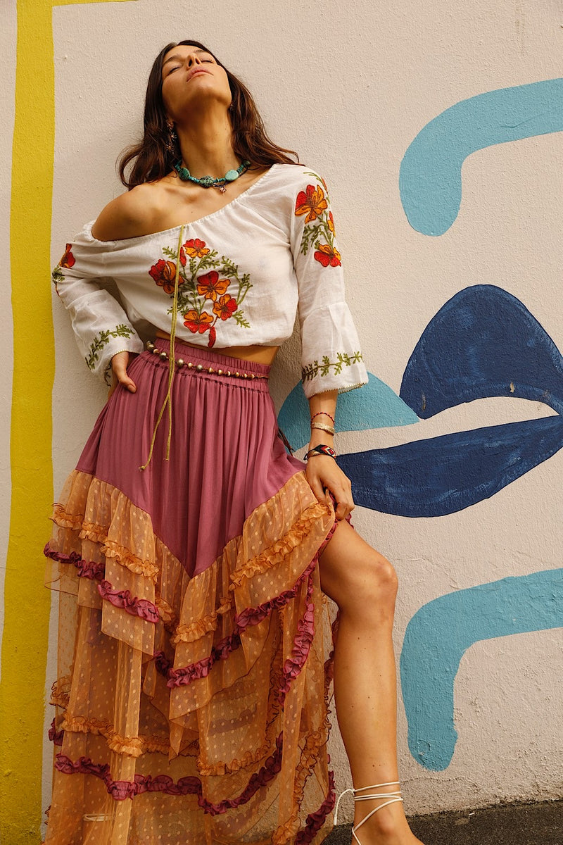 River Cotton Embroidered Folk Blouse